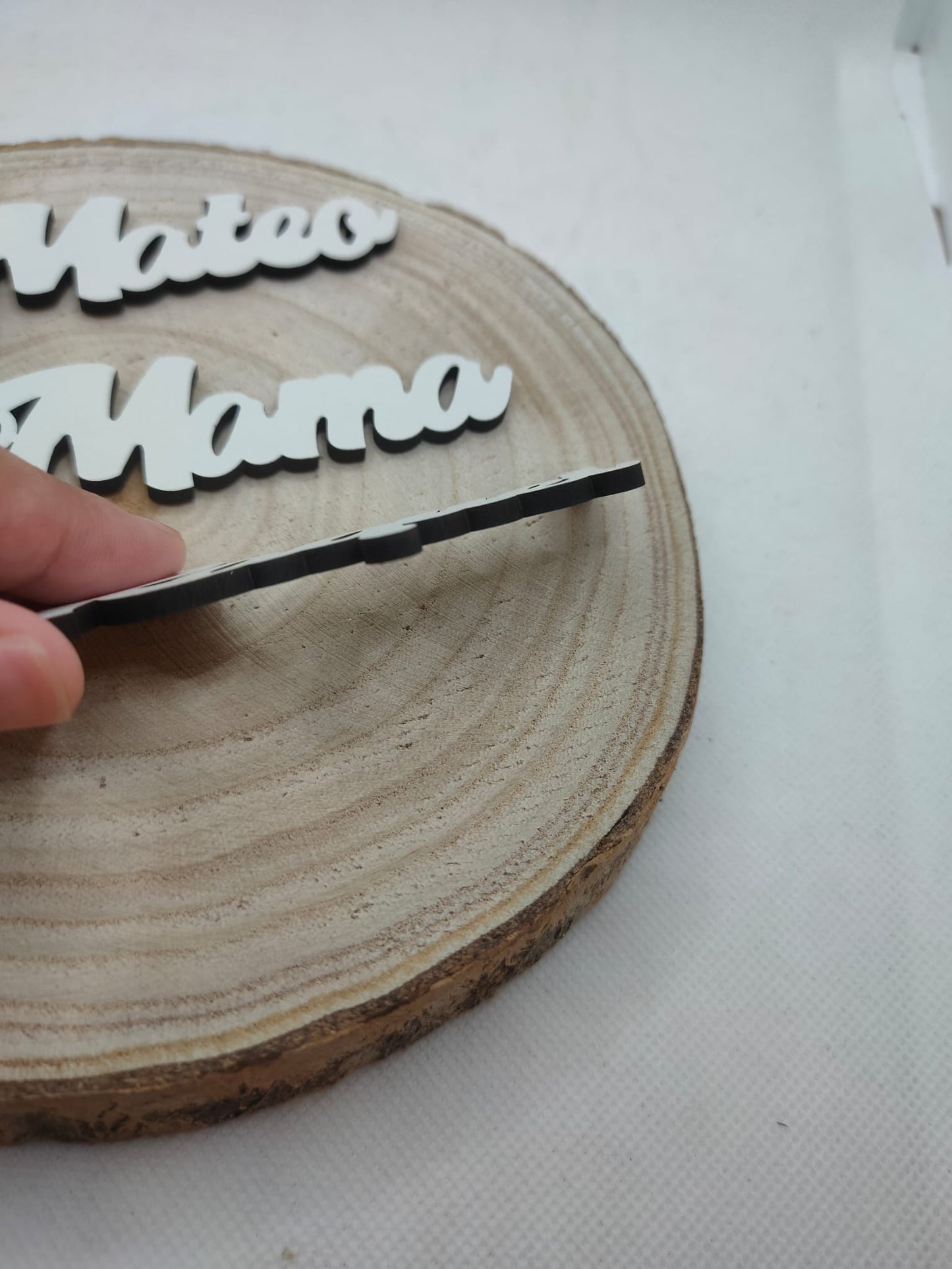 Llavero personalizado de madera color BLANCO