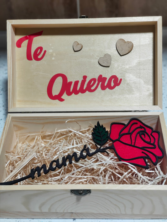 Rosa con caja decorada